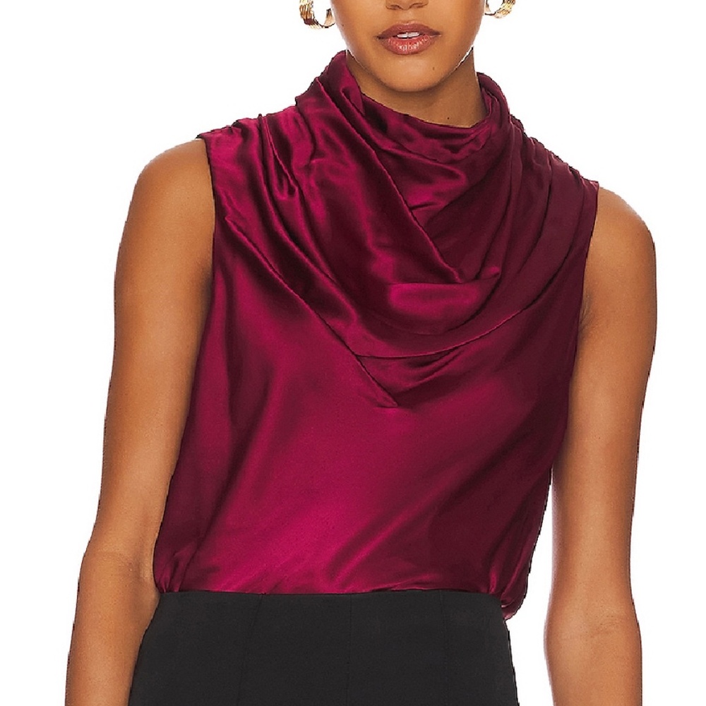 Aiifos - Leah Draped Satin Blouse - S